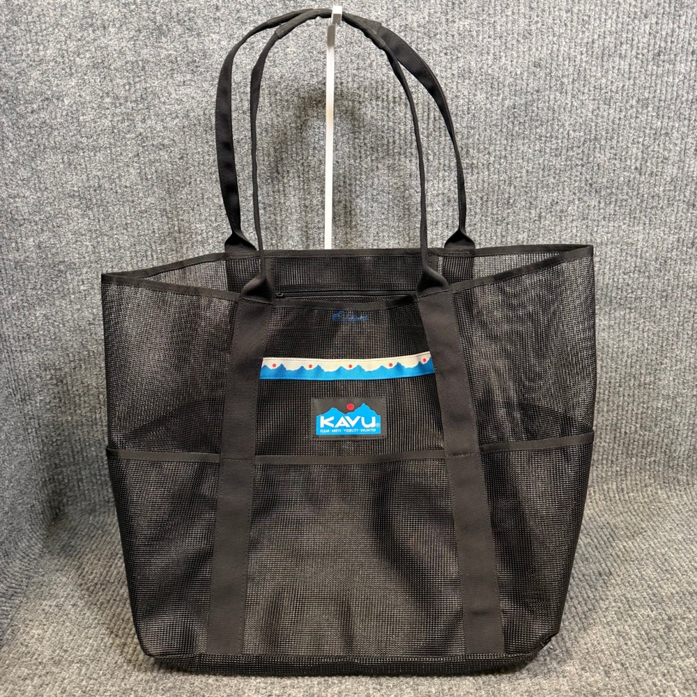 Large KAVU Alder Lake Tote Mesh Bag Black Gorpcore Beach Camping Shopping Travel
